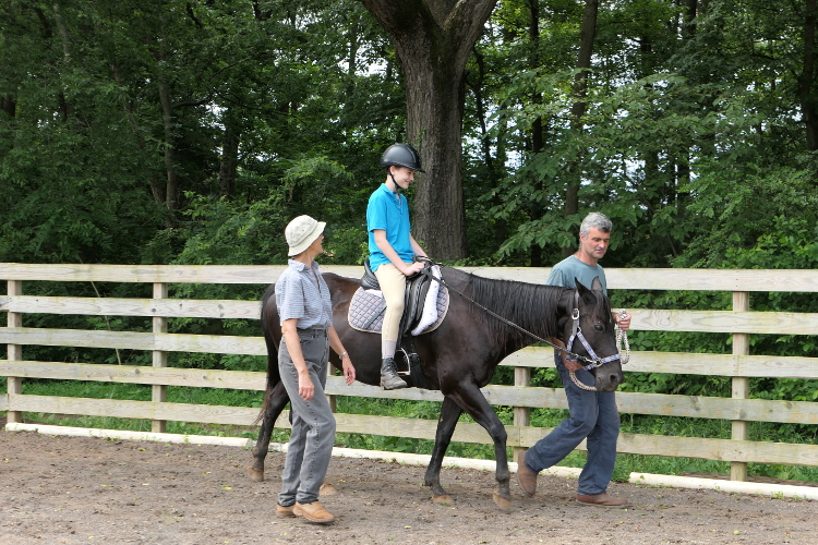 A person riding a horse