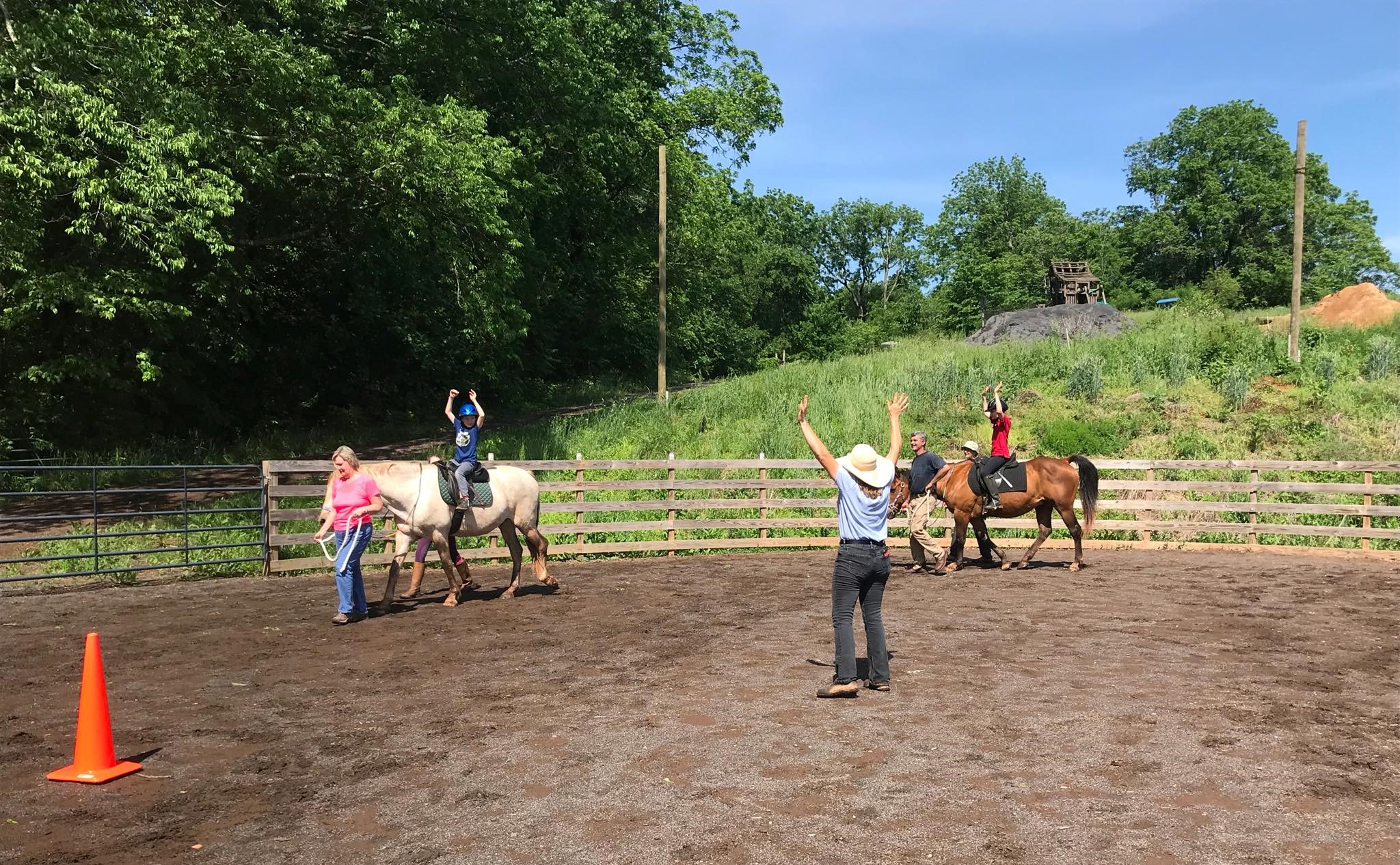 People riding during a lesson